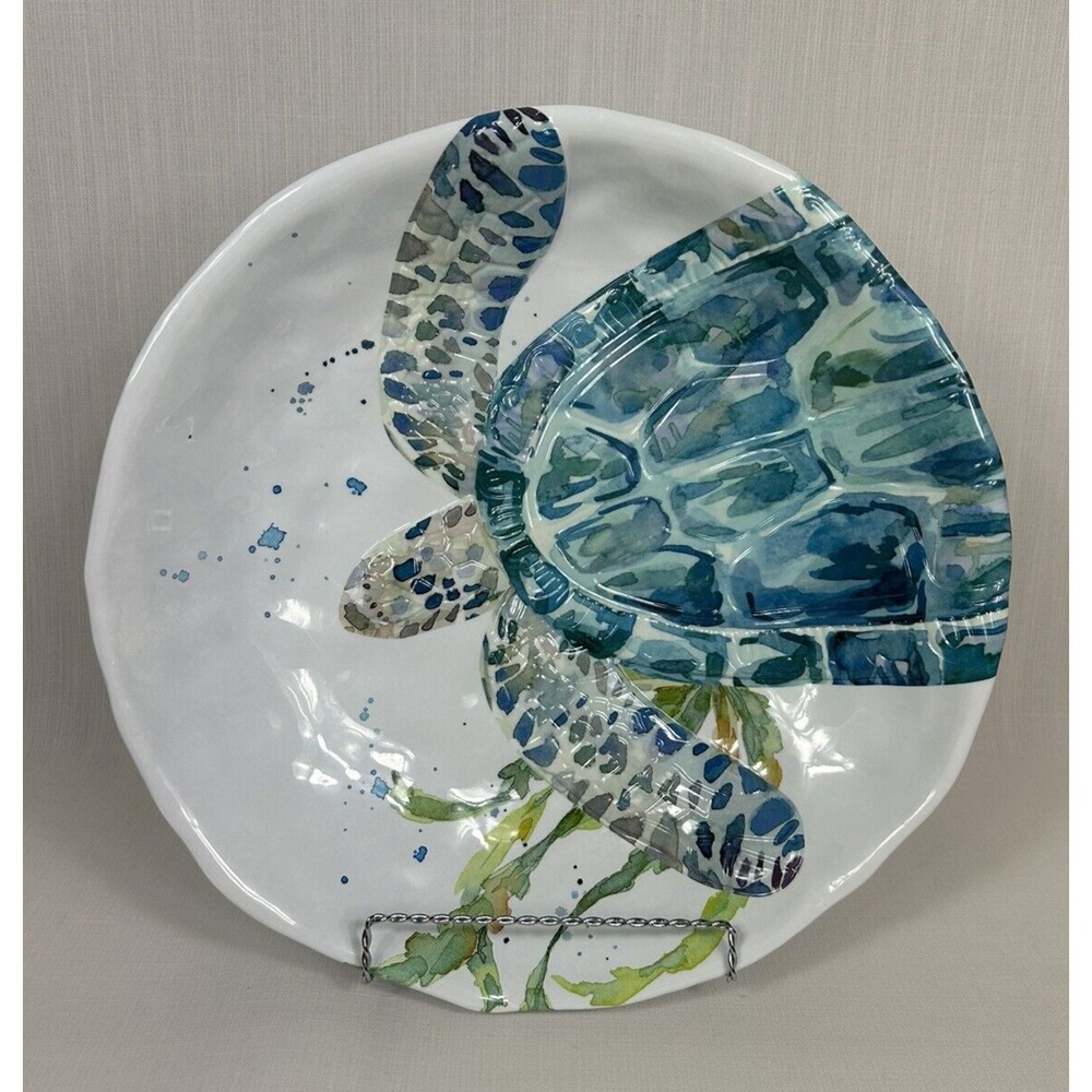 Sigrid Olsen Melamine Sea Turtle‎ Serving Bowl 14" Ocean Sea Life Beach Decor